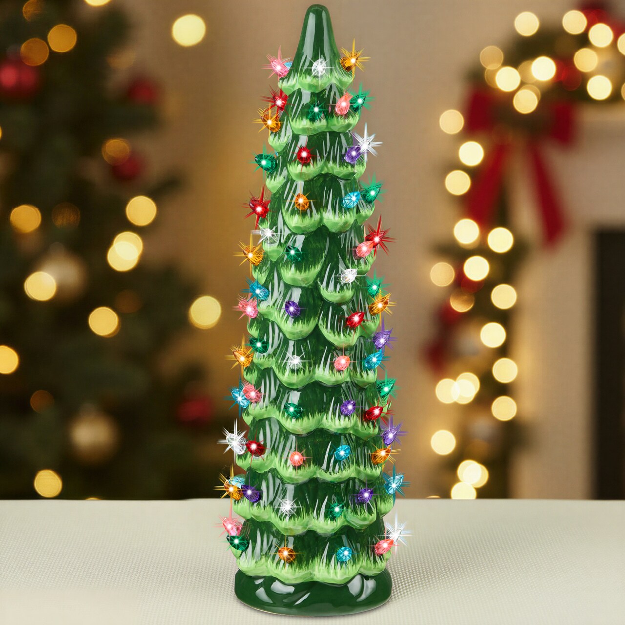 Best Choice Products Ceramic Christmas Tree, 21in Hand-Painted Holiday Decor